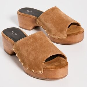 RAG & BONE "Mara" Clog Platform Slides, Tobacco, Size 39 (Fits 8)